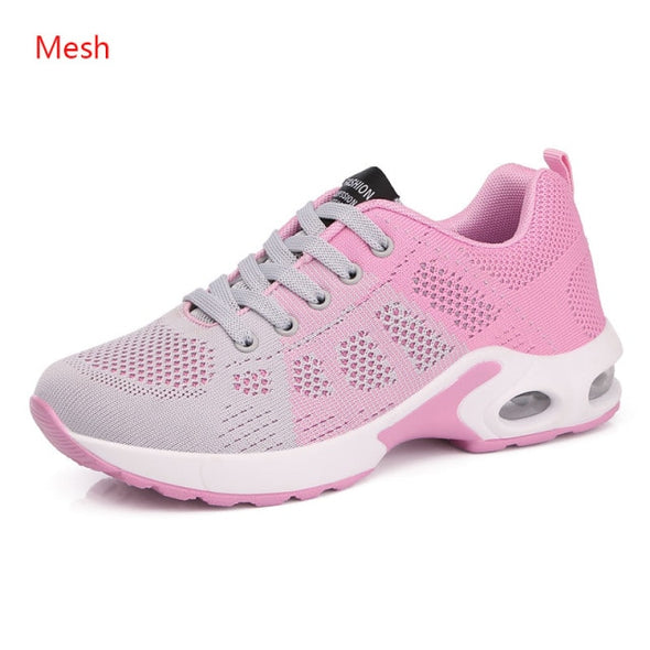 Fashion Women Sneakers Running Shoes Outdoor Sports Shoes Breathable Mesh Comfort Jogging Mesh Shoes Air Cushion Lace Up Ladies