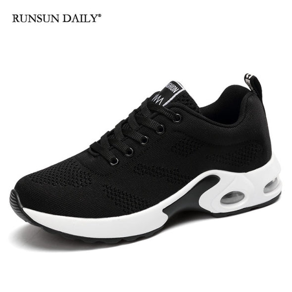 Fashion Women Sneakers Air Cushion Soft Bottom Running Shoes  Outdoor Mesh Breathable Tennis Shoes