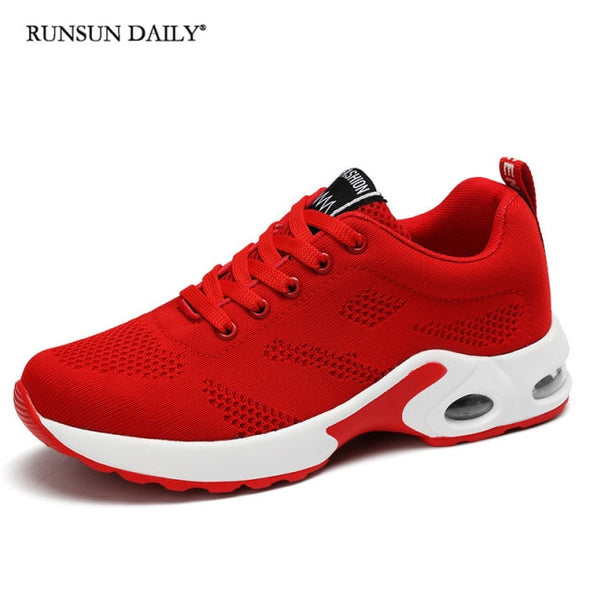 Fashion Women Sneakers Air Cushion Soft Bottom Running Shoes  Outdoor Mesh Breathable Tennis Shoes