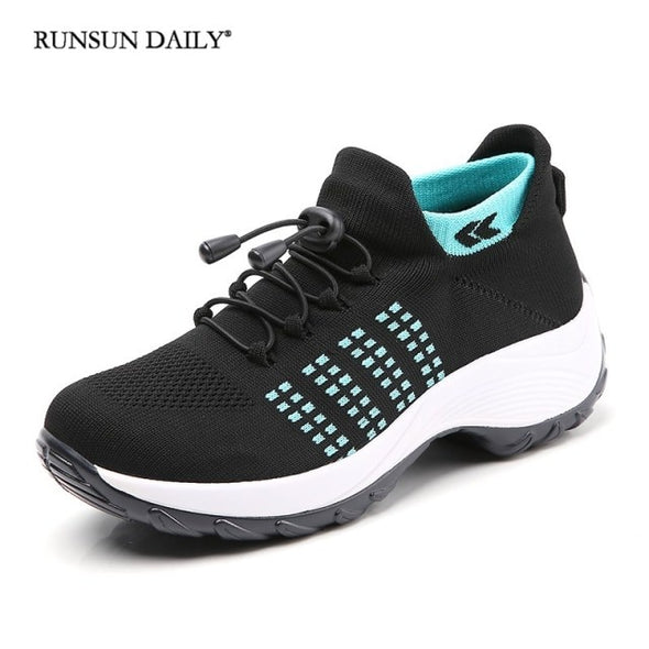 Women's Walking Shoes Fashion Sock Sneakers Breathe Comfortable Nursing Shoes Casual Platform Loafers Non-Slip