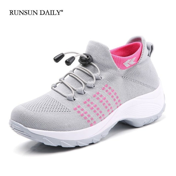 Women's Walking Shoes Fashion Sock Sneakers Breathe Comfortable Nursing Shoes Casual Platform Loafers Non-Slip
