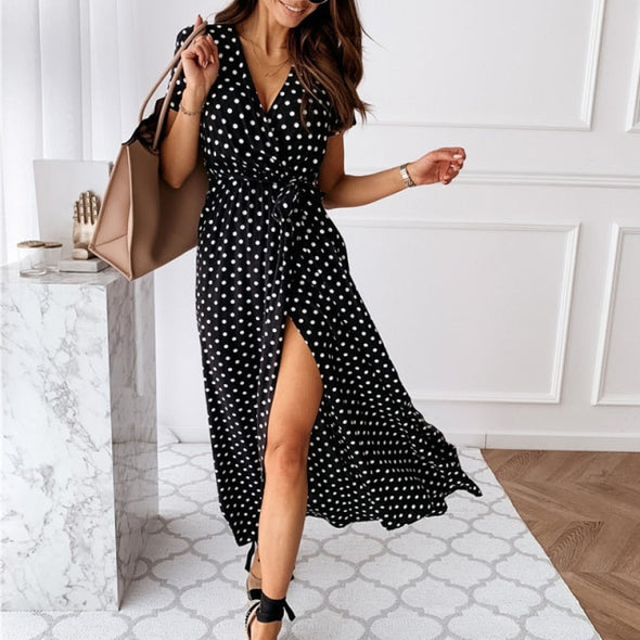 Dresses For Women Casual Short Sleeve 2021 Beach Dresses Women's Summer Holiday Sundress Floral Long Dress Tunics Robe Femmle