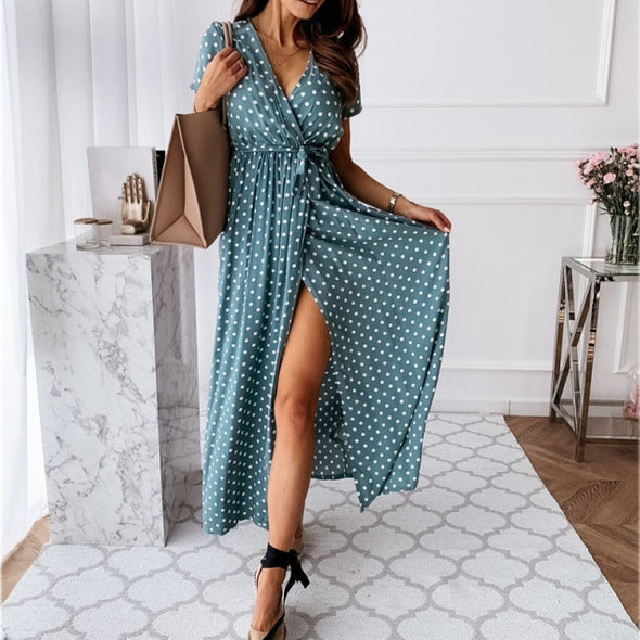 Dresses For Women Casual Short Sleeve 2021 Beach Dresses Women's Summer Holiday Sundress Floral Long Dress Tunics Robe Femmle