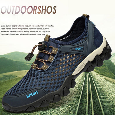 Mens Trekking Mountain Shoes Men Outdoor Athletic Shoes Men Wearable Sports Upstream Shoes for Men Light Elastic Band Trainers