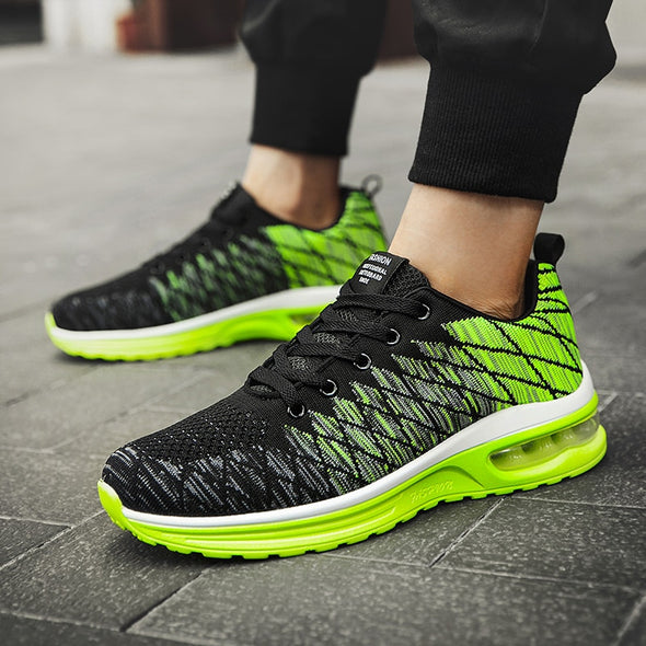 Fashion Sneakers Men Light Breathable Air Cushion Running Shoes Lace Up Tennis Shoe Non-slip