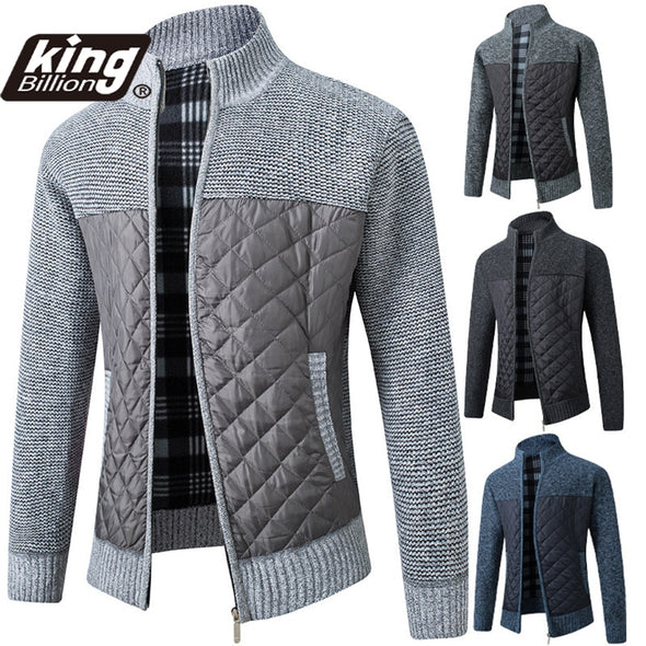 KB 2021 Autumn Winter New Men's Jacket Slim Fit Stand Collar Zipper Jacket Men Solid Cotton Thick Warm Jacket Men Sweater