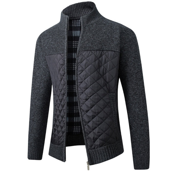 KB 2021 Autumn Winter New Men's Jacket Slim Fit Stand Collar Zipper Jacket Men Solid Cotton Thick Warm Jacket Men Sweater