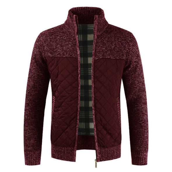 KB 2021 Autumn Winter New Men's Jacket Slim Fit Stand Collar Zipper Jacket Men Solid Cotton Thick Warm Jacket Men Sweater