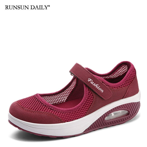 Women's Walking Shoes Lightweight Mesh Breathable Fashion Casual Shoes Air Cushion Flat Shoes