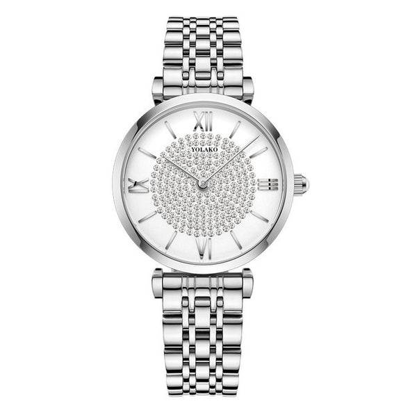 Women Watches Top Brand Luxury 2021 Fashion Diamond Ladies Wristwatches Stainless Steel Silver Mesh Strap Female Quartz Watch