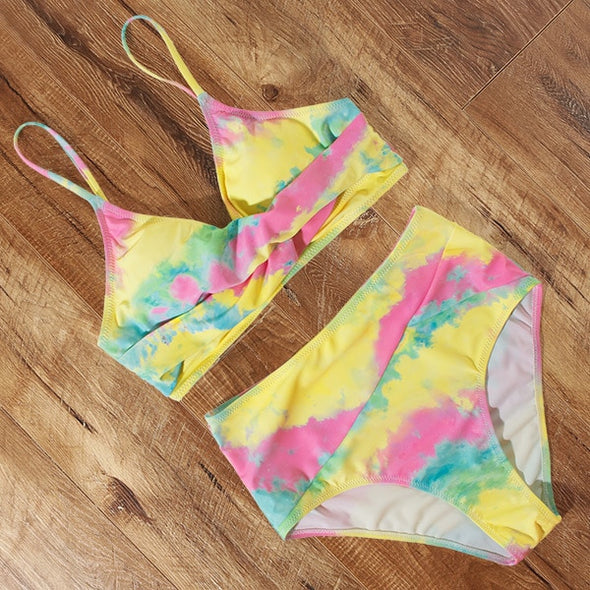 High Waist Bikini 2021 Leopard Bikini Women Push Up Swimsuit Women Printed Swimwear Tie Dye Biquini Summer Swim Beachwear