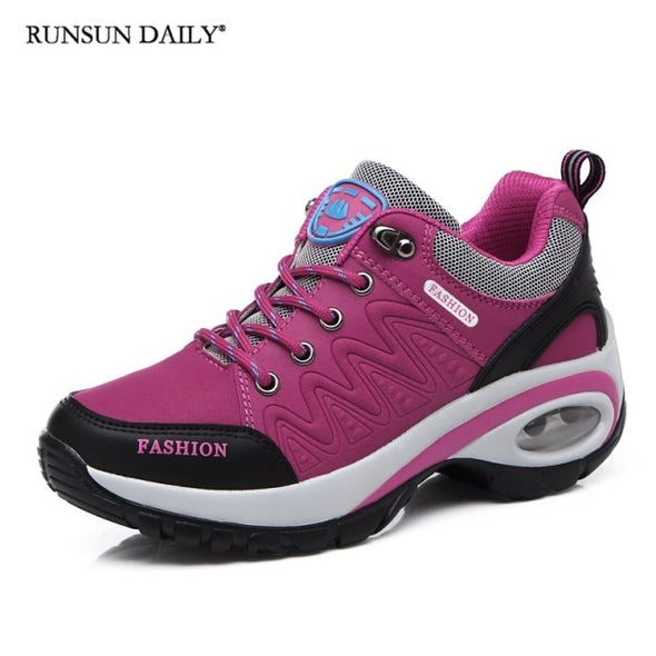 Sneakers Womens Air Cushion Athletic Running Shoes Walking Breathable Sport Lace Up Hight Platform Casual Shoes