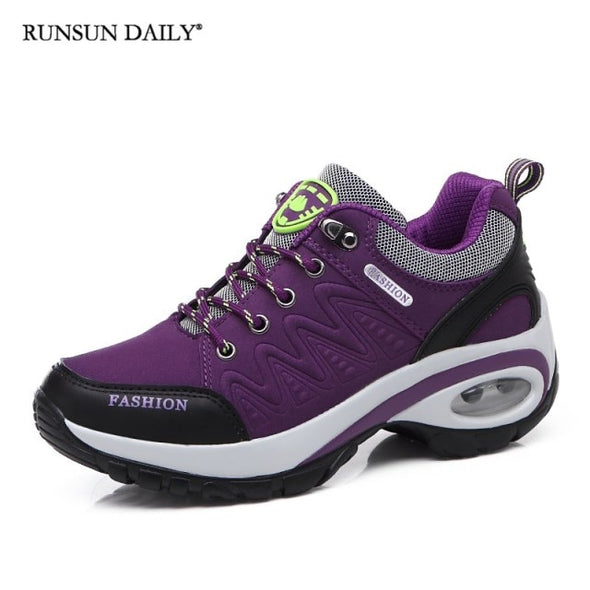 Sneakers Womens Air Cushion Athletic Running Shoes Walking Breathable Sport Lace Up Hight Platform Casual Shoes