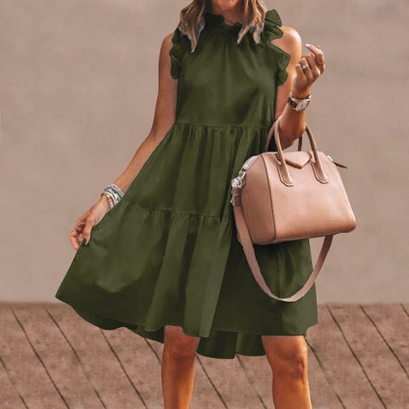 Summer Short Dress Women Sexy Sleeveless Ruffled Dress Beach Holiday Sundress 2021 VONDA Bohemian Vestidos  Robe Femme