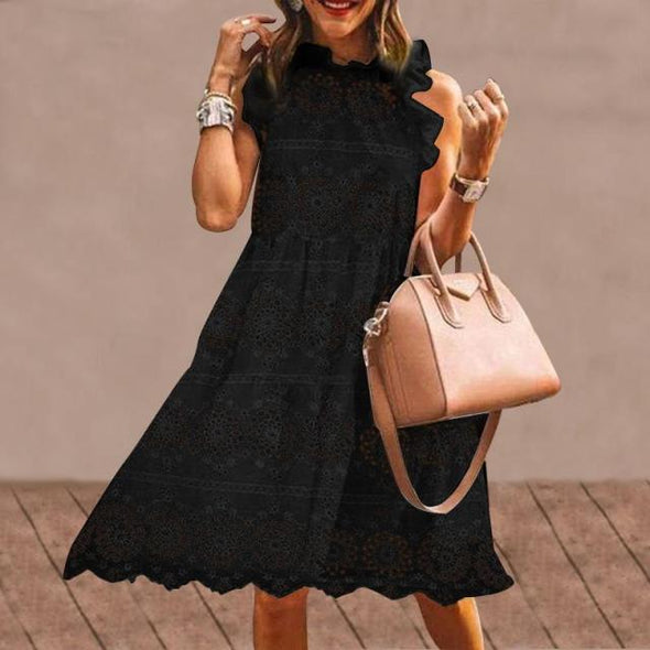 Summer Short Dress Women Sexy Sleeveless Ruffled Dress Beach Holiday Sundress 2021 VONDA Bohemian Vestidos  Robe Femme