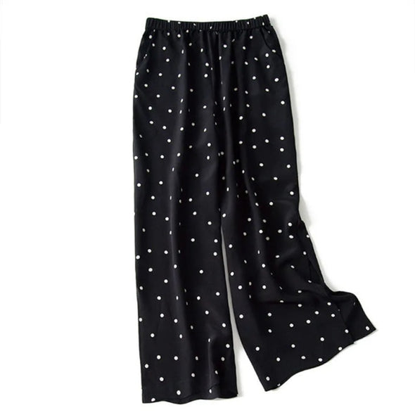 Matching suit polka dot chiffon trousers two-piece large size 2021 summer Korean fashion retro casual top wide leg pants suit