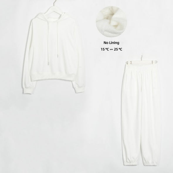 Wixra Womens Basic Cotton Sweatshirts Sets Early Spring Hoodies+ Elastic Waist Pants Casual Suits Street Wear