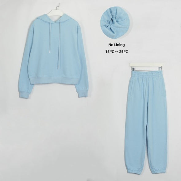 Wixra Womens Basic Cotton Sweatshirts Sets Early Spring Hoodies+ Elastic Waist Pants Casual Suits Street Wear