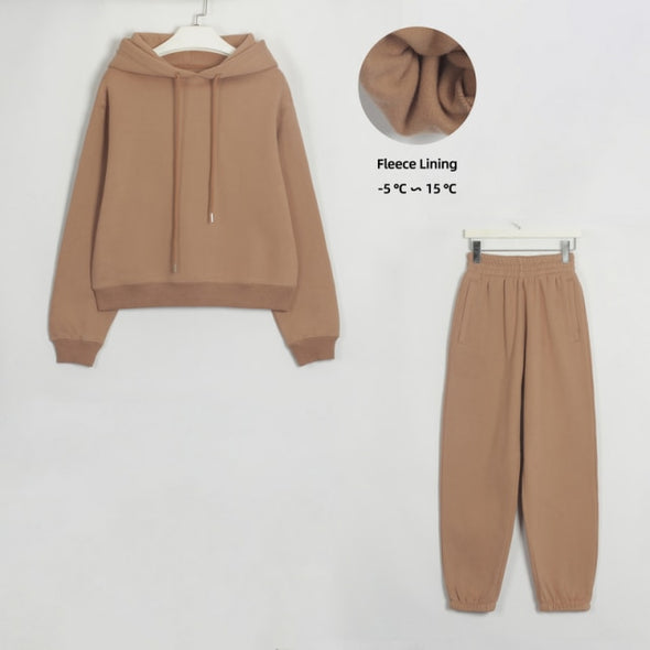 Wixra Womens Basic Cotton Sweatshirts Sets Early Spring Hoodies+ Elastic Waist Pants Casual Suits Street Wear