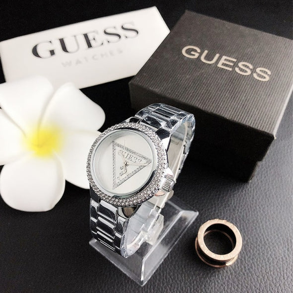 Quartz Wrist Women Men Watches Clock Waterproof Watch Luxury Silver Bracelet Guess Watch strap and dismantling ins With Box