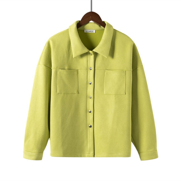 GCAROL Women tracksuits Velvet Jacket And Pants Drop Shoulder Oversized Coat Single-Breasted Elastic Waist Overalls Cargo M,L