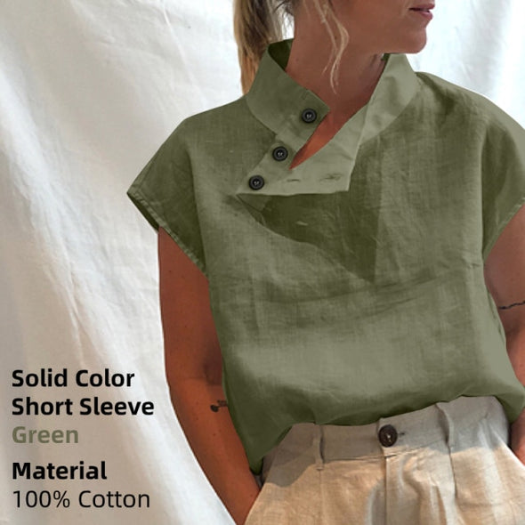 Oversized Celmia Stylish Women Shirts 2021 Summer Cotton Linen Blouses Short Sleeve Buttons Blusas Casual Loose Solid Tunic Top