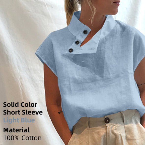 Oversized Celmia Stylish Women Shirts 2021 Summer Cotton Linen Blouses Short Sleeve Buttons Blusas Casual Loose Solid Tunic Top