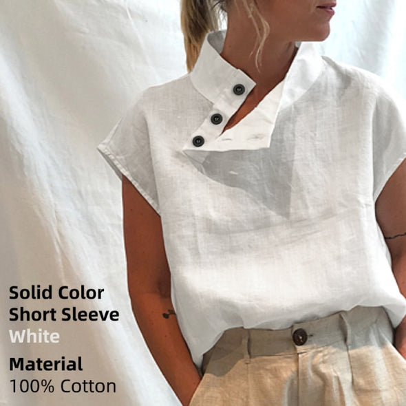 Oversized Celmia Stylish Women Shirts 2021 Summer Cotton Linen Blouses Short Sleeve Buttons Blusas Casual Loose Solid Tunic Top