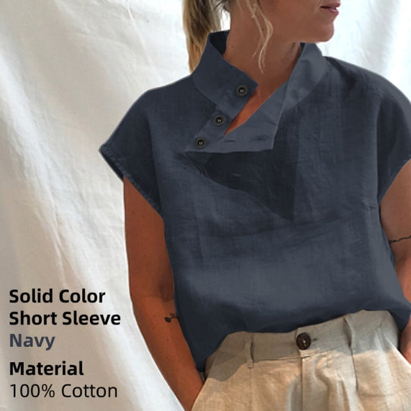 Oversized Celmia Stylish Women Shirts 2021 Summer Cotton Linen Blouses Short Sleeve Buttons Blusas Casual Loose Solid Tunic Top