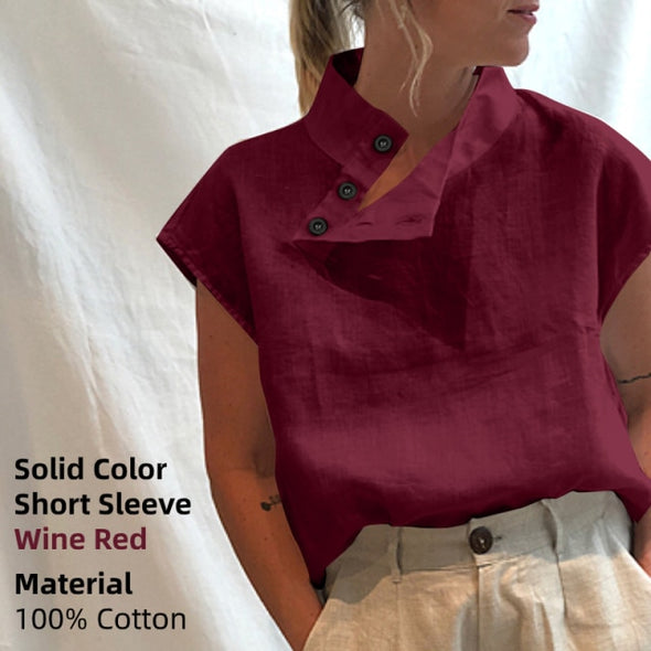Oversized Celmia Stylish Women Shirts 2021 Summer Cotton Linen Blouses Short Sleeve Buttons Blusas Casual Loose Solid Tunic Top