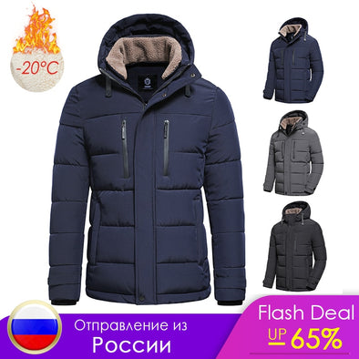Men 2021 Winter New Classic Warm Fleece Detachable Hat Parkas Jacket Coat Men Autumn Outwear Outfits Pockets Parka Jackets Men
