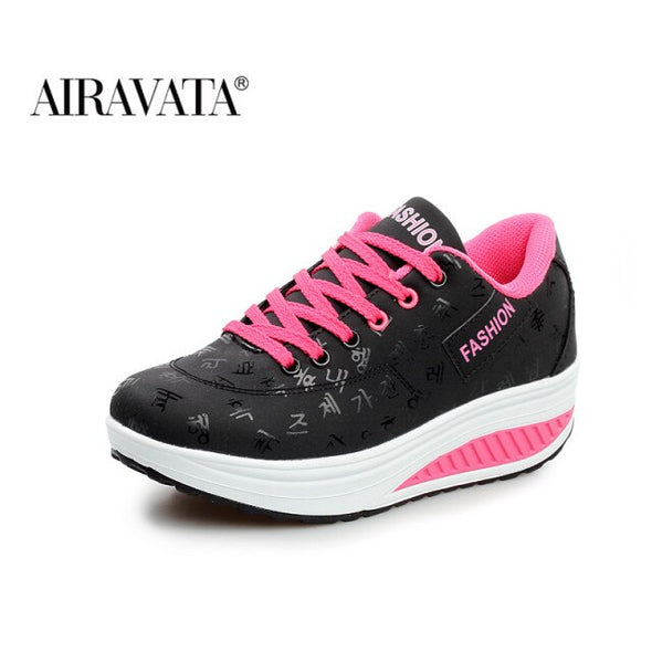 Women Chunky Sneakers Height Increasing Shake Shoes Flatform Lace-up Walking Shoes Deportiva Mujer