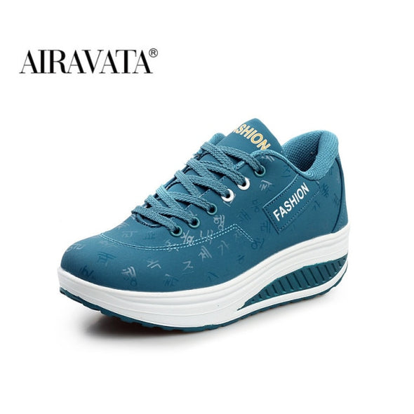 Women Chunky Sneakers Height Increasing Shake Shoes Flatform Lace-up Walking Shoes Deportiva Mujer