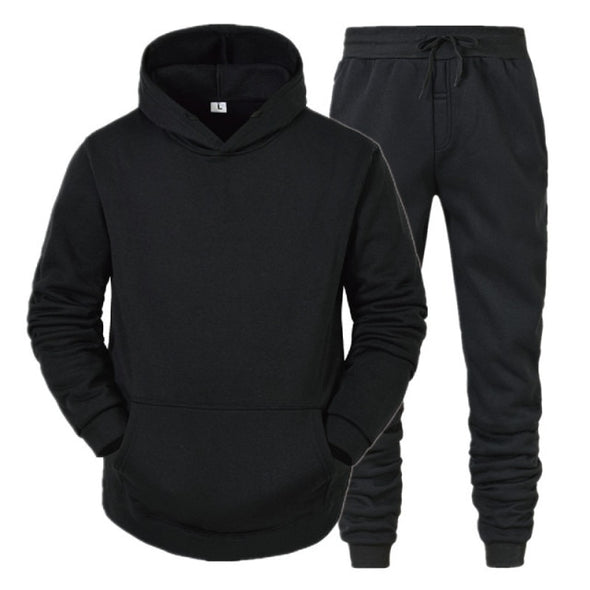 Men's Sets Hoodies+Pants Fleece Tracksuits Solid Pullovers Jackets Sweatershirts Sweatpants Oversized Hooded Streetwear Outfits