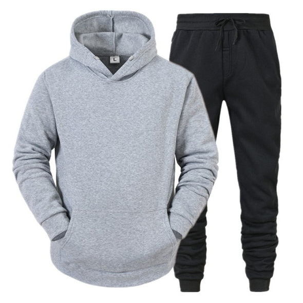 Men's Sets Hoodies+Pants Fleece Tracksuits Solid Pullovers Jackets Sweatershirts Sweatpants Oversized Hooded Streetwear Outfits