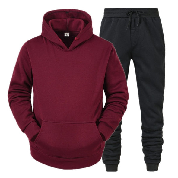Men's Sets Hoodies+Pants Fleece Tracksuits Solid Pullovers Jackets Sweatershirts Sweatpants Oversized Hooded Streetwear Outfits