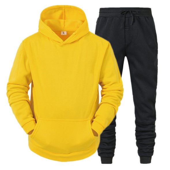Men's Sets Hoodies+Pants Fleece Tracksuits Solid Pullovers Jackets Sweatershirts Sweatpants Oversized Hooded Streetwear Outfits