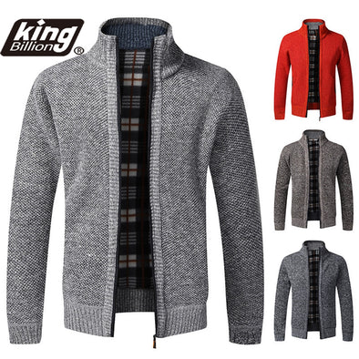 Top Quality 2021 Autumn Winter New Men&#39;s Jacket Slim Fit Stand Collar Zipper Jacket Men Solid Cotton Thick Warm  Sweater