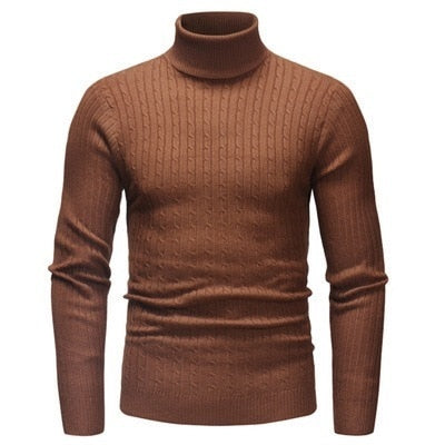 Men's Turtleneck Sweater Autumn Winter Solid Long Sleeve Knitted Pullovers Slim-Fit Thicken Keep Warm Jumper Sweaters 7 Colors