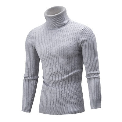 Men's Turtleneck Sweater Autumn Winter Solid Long Sleeve Knitted Pullovers Slim-Fit Thicken Keep Warm Jumper Sweaters 7 Colors