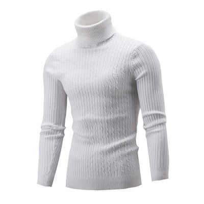 Men's Turtleneck Sweater Autumn Winter Solid Long Sleeve Knitted Pullovers Slim-Fit Thicken Keep Warm Jumper Sweaters 7 Colors