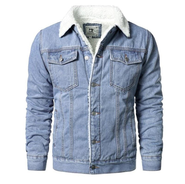 Men Denim Jackets Winter Fleece Blue Jeans Coats High Quality Male Thicker Warm Casual Coats Solid Classic Denim Jackets 6XL