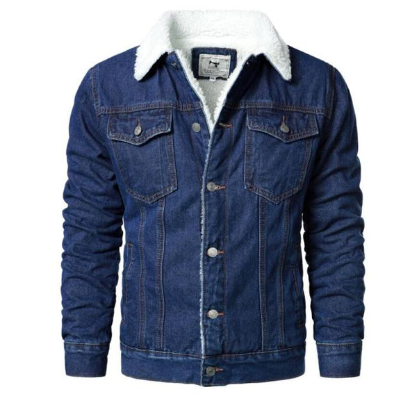 Men Denim Jackets Winter Fleece Blue Jeans Coats High Quality Male Thicker Warm Casual Coats Solid Classic Denim Jackets 6XL