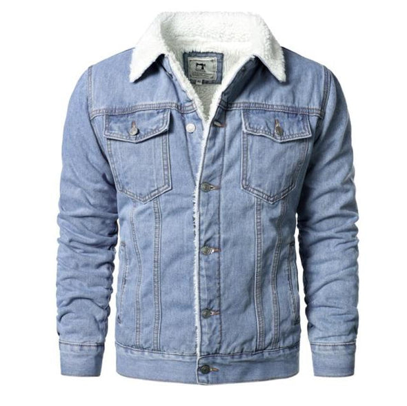 Men Denim Jackets Winter Fleece Blue Jeans Coats High Quality Male Thicker Warm Casual Coats Solid Classic Denim Jackets 6XL