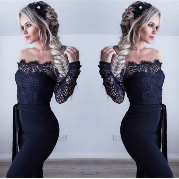 Super Fashion Spring Summer Jumpsuits Women High Quality Lace Patchwork Embroidery Sexy Party Jumpsuit Rompers Ladies Bodysuits