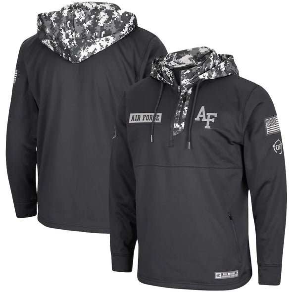 Air Force Falcons Colosseum OHT Military Appreciation Digi Camo Quarter-Zip Hoodie - Charcoal