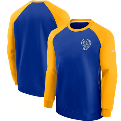 Los Angeles Rams Nike Historic Raglan Crew Performance Sweater - Royal/Gold