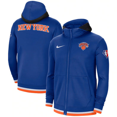 New York Knicks Nike 75th Anniversary Performance Showtime Hoodie Full-Zip Jacket - Blue