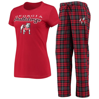 Georgia Bulldogs Concepts Sport Women's Lodge T-Shirt & Flannel Pants Sleep Set - Red/Black