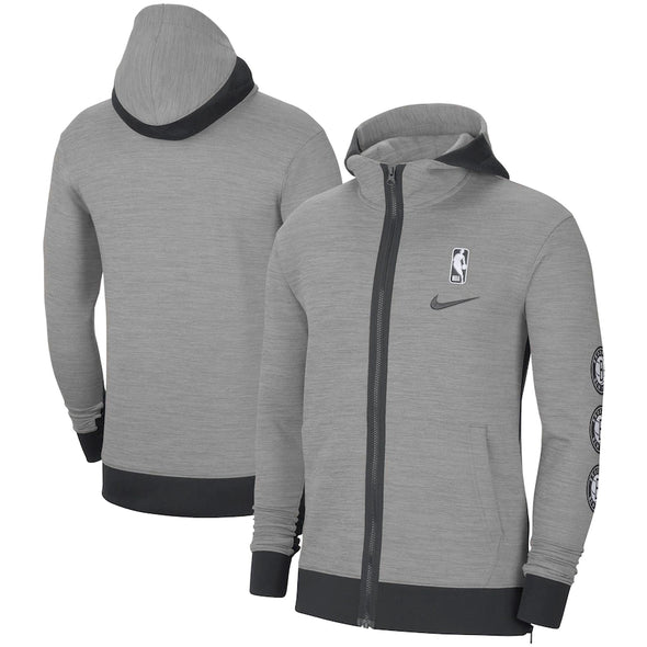 Brooklyn Nets Nike Authentic Showtime Performance Full-Zip Hoodie Jacket - Heathered Charcoal